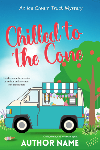 Cozy Mystery Cover Ice Cream truck in a park with a discarded cone