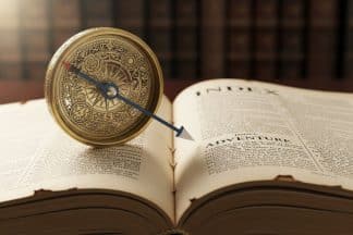 A vintage compass on an open book symbolizing the navigational function of a book index