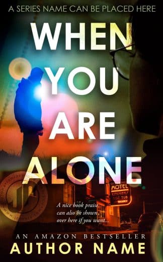 premade book coover design of a distant woman watching a man shadw on a motel at sunset, suspense cover