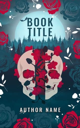 Premade Fantasy, Mystery, Paranormal Book Cover: Skull in flowers