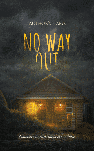 Premade Mystery, Thriller & Suspense Book Cover: No Way Out | Moody Cabin in the Woods Premade Thriller Book Cover