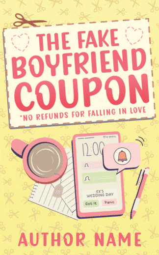 Premade Comedy, Romance Book Cover: The Fake Boyfriend Coupon