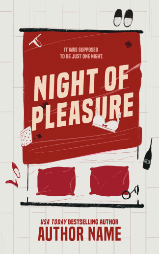 Premade Comedy, Literary Fiction, Romance Ebook Cover: Illustrated Romance Book Cover | Night of Pleasure