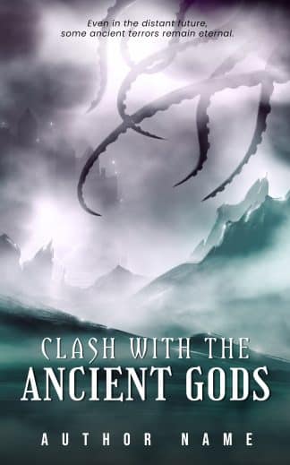 Ready Made Horror Book Cover: CLASH WITH THE ANCIENT GODS - Sci-Fi Cosmic Horror & Dystopian Premade Book Cover