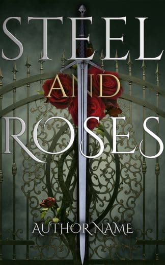 Premade Fantasy, Romance Book Cover: Steel and Roses Romantasy Book Cover