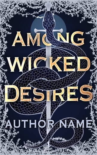Premade Fantasy, Paranormal Romance Book Cover: Among wicked desires - ebook & paperback hand illustrated dark romantasy