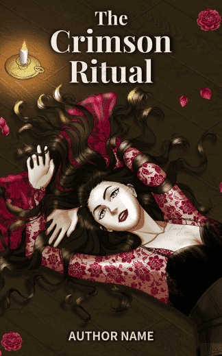 Pre-made Fantasy, Paranormal Romance Book Cover: The Crimson Ritual | Illustrated Goth Dark Romance Book Cover